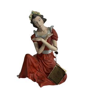 Annaluma Italy Porcelain Woman in Orange Artist Signed Capodimonte Porcellane